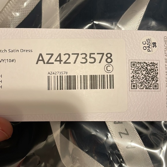 Azazie Navy Elma Stretch Satin Dress - Picture 6 of 6